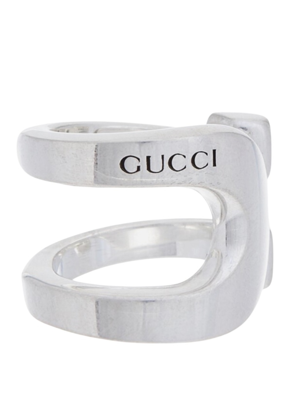 Authentic New GUCCI Stirrup Wrapped Horsebit Ring Size 22 Silver 12.75 in US